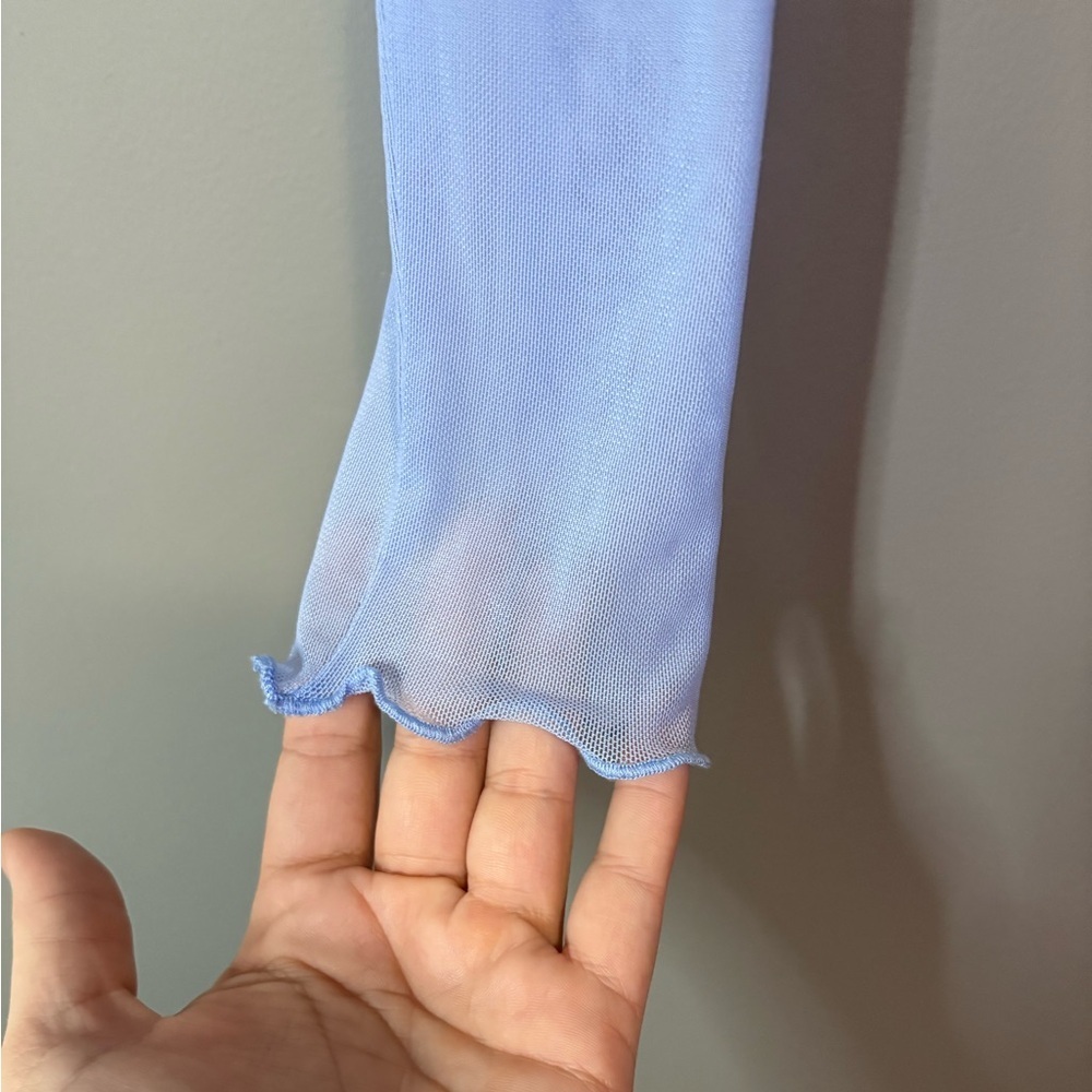 Twik size small Light Blue Periwinkle Women's Button-Up Sheer thin layering Top - Picture 6 of 6